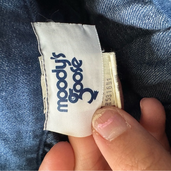 Vintage 70s Moody's goose cottagecore boho hippie denim maxi skirt w/ floral XS - Picture 9 of 11